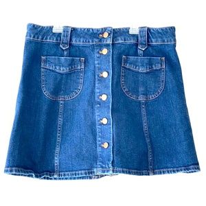 Madewell Button Down Mini Jean Skirt with Pockets